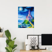 Poster Château sur une colline, suivez vos rêves (Bureau à domicile)