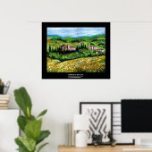 POSTER CHÂTEAUX EN CHIANTI PAYSAGE, CHAMPS DE FLEURS JAUN (Bureau à domicile)