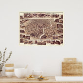 Poster Chatham, ON, Canada Carte panoramique - 1870 (Cuisine)