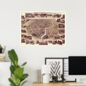 Poster Chatham, ON, Canada Carte panoramique - 1870 (Bureau à domicile)