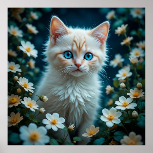 Poster Chaton adorable aux yeux bleus (Devant)