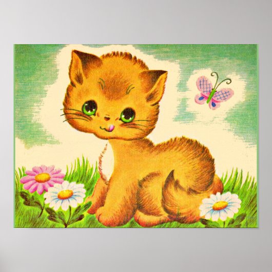 Poster chaton adorable aux yeux verts (Devant)