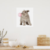 Poster Chaton adorable bulle de chewing-gum pour la nurse (Cuisine)