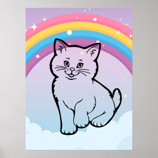 Poster chaton arc en ciel (Devant)