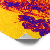 Poster CHATON AUX ROSES ,Jaune Orange Bleu (Coin)