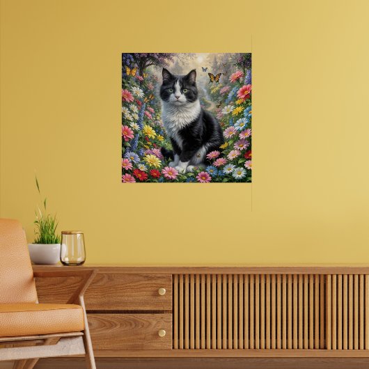 Poster Chaton dans le jardin de fleurs (Salon 2)