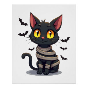 Poster Chaton de Chat de Momie Halloween