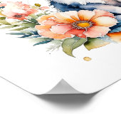 Poster Chaton gris personnalisé dans des fleurs roses (Coin)