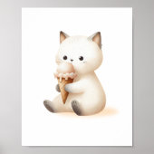 Poster Chaton joyeux avec cône de glace (Devant)