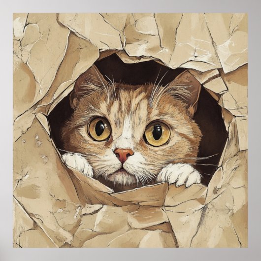 Poster Chaton mignon et joueur (Devant)
