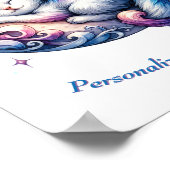 Poster Chaton Mignon Personnalisé Endormi sur la Lune (Coin)