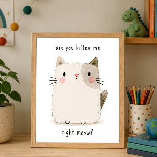 Poster Chaton Mignon Pun Aquarelle Animal Fantaisiste