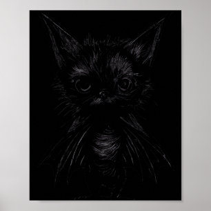 Poster Chaton noir de Halloween en costume de chauve-sour