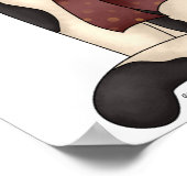 Poster Chaton noir et blanc avec des coeurs (Coin)