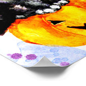 Poster Chaton Tuxedo sur citrouille (Coin)