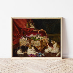 Poster Chatons dans un panier à couture   Jules Leroy