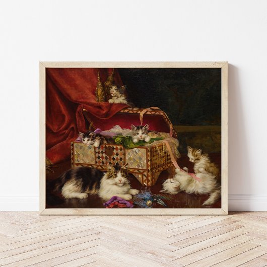 Poster Chatons dans un panier à couture | Jules Leroy