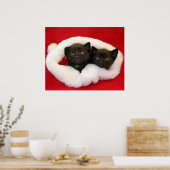Poster Chatons noirs en casquette Père Noël (Cuisine)