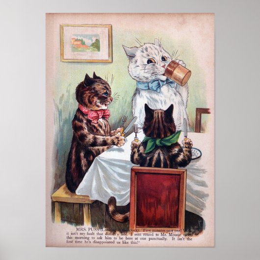 Poster Chats à la table à manger, Louis Wain (Devant)