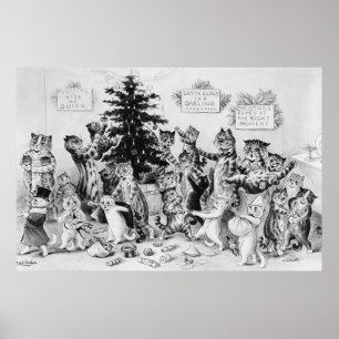 Poster Chats à Noël Louis Wain