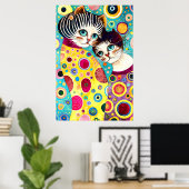 Poster Chats abstraits fous cool (Bureau à domicile)