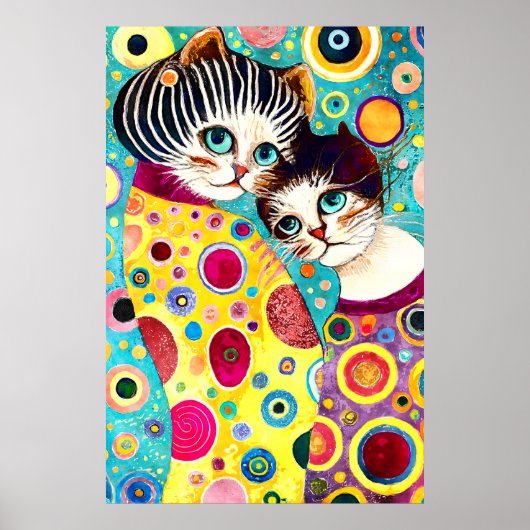 Poster Chats abstraits fous cool (Devant)