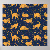 Poster Chats amusants, étoiles, motif spatial. (Devant)