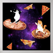 Poster Chats amusants faisant de la pizza dans l'espace (Devant)