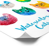 Poster Chats aquarelles et amis (Coin)