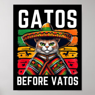 Poster Chats avant Vatos Drôle Chat Mexicain Chat Poncho