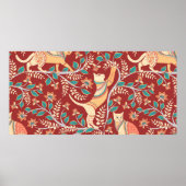 Poster Chats avec ornements, branches avec fleurs et feui (Devant)