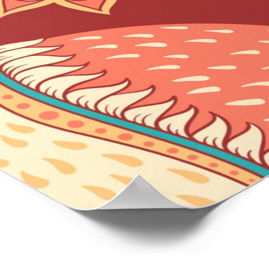 Poster Chats avec ornements, branches avec fleurs et feui (Coin)