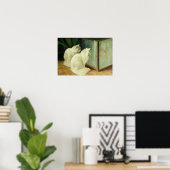 Poster Chats blancs observant le poisson rouge (Bureau à domicile)