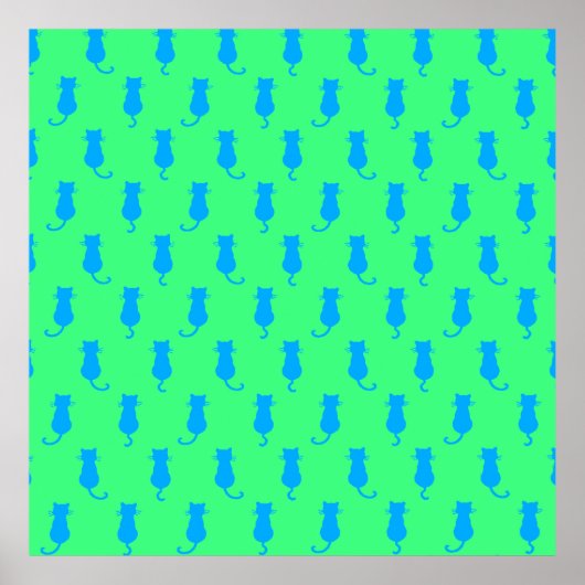 Poster Chats bleus fantaisistes Fun Forever Lime vert (Devant)