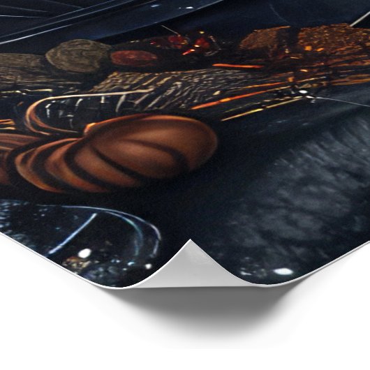 Poster Chats Bleus Russe Halloween Éffrayant (Coin)