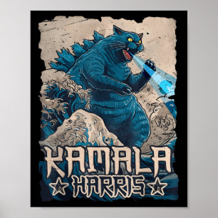 Poster Chats Bleus Vague Pour Kamala Harris Art Japonais
