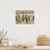 Poster Chats Carol Chant de Louis Wain (Cuisine)