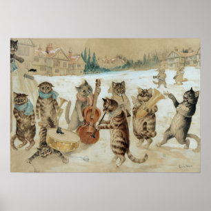 Poster Chats Carol Chant de Louis Wain