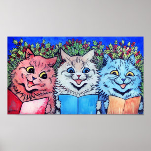 Poster Chats chantant des cantiques, Louis Wain