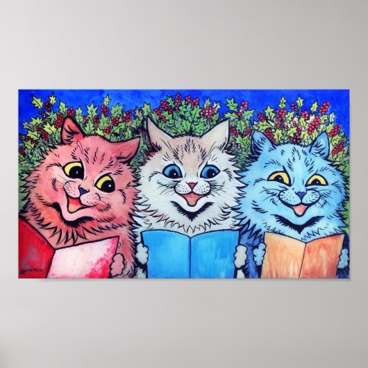 Poster Chats chantant des cantiques, Louis Wain (Devant)