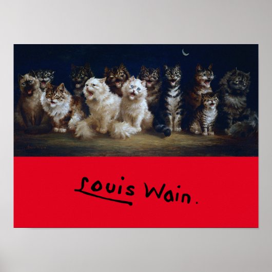 Poster Chats chantant des chants de Noël, Louis Wain (Devant)