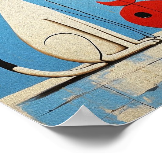 Poster Chats - Chat- un joan Miró Inspiré Graphisme (Coin)