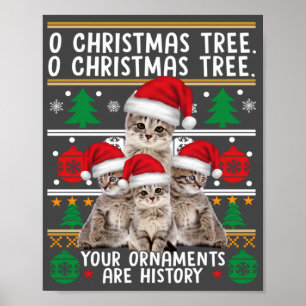 Poster Chats Chemise de Noël Funny Ornements Pajama Famil