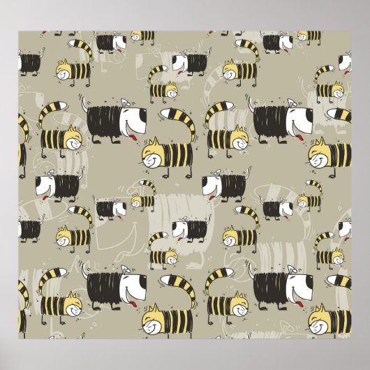 Poster Chats & Chiens : Drôle Texture sans Seamless (Devant)