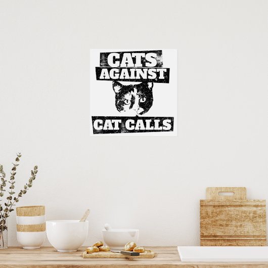 Poster Chats contre les appels de chat (Cuisine)