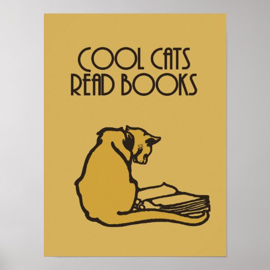 Poster chats cool lire livres style rétro (Devant)