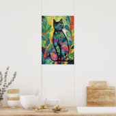 Poster Chats dans la jungle Abstraite colorée (Cuisine)