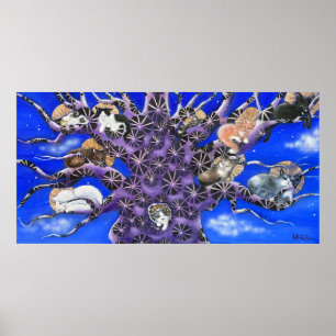 Poster Chats dans l'Arbre Art Fantaisiste