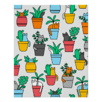 Chats dans les pots à fleurs