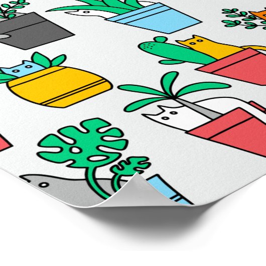 Poster Chats dans les pots à fleurs (Coin)